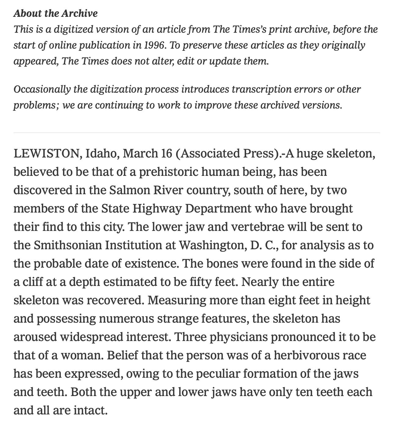 Associated Press Salmon River skeleton clipping