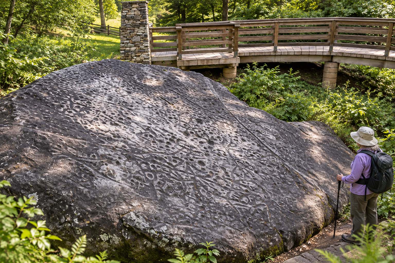 Museum illustration of Judaculla Rock.
